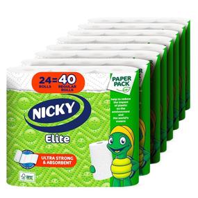 img 4 attached to 🧻 Nicky Elite Paper Kitchen Towel: Plastic Free Packaging, FSC Certified, Embossed, Ultra-Strong & Absorbent - 24 Mega Rolls, 2-Ply Sheets, 11" X 5.9", White