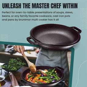 img 2 attached to 🍳 Bruntmor Pre-Seasoned 2 In 1 Cast Iron Pan Set: 5 Quart Double Dutch Oven and 10 inch Skillet Lid - Ideal for Open Fire, Stovetop, and Camping Cooking, Non-Stick