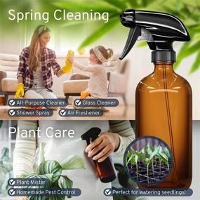 img 3 attached to 🌿 LiBa Amber Glass Spray Bottles 2 Pack - 16 oz Refillable Spray Bottle for Cleaning, Essential Oils, Hair, Plants - Adjustable Nozzle for Squirt and Mist - Safe for Bleach, Vinegar, Rubbing Alcohol