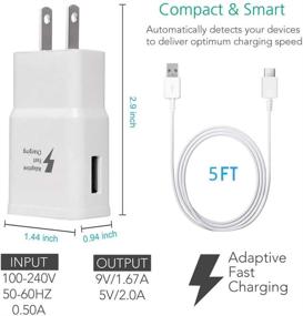 img 3 attached to 🔌 White Adaptive Fast Charger Kit by ChiChiFit - 2 Pack Travel Charging Adapter with 2 Type-C USB Data Cables for Samsung Galaxy S8/S9/S10 Plus/note8/9 and More