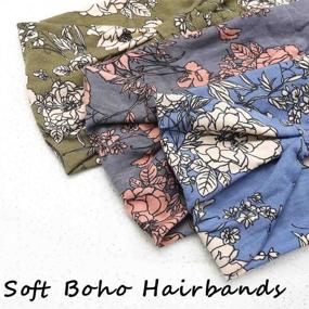 img 2 attached to 🌸 Boho Bandeau Headbands - Wide Knot Hair Scarf with Floral Print, Elastic Turban, and Stretch Fabric Cotton - Thick Head Wrap - Fashionable Hair Accessories for Women (Pack of 3)