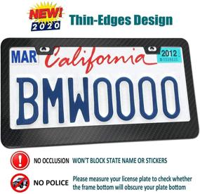img 3 attached to 🏎️ AOOTF Carbon Fiber License Plate Frame with Stainless Steel Screws - Sleek Black Aluminum Car Tag Holder with Printed Carbon Pattern and Carbon Fiber Caps