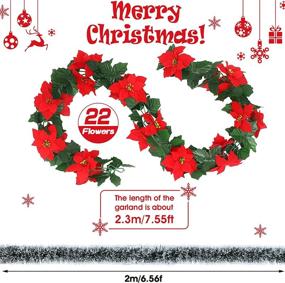 img 3 attached to 🎄 WILLBOND 5-Piece Christmas Cane Wreaths: Artificial Decorations with Poinsettia Garlands, Holly Leaves, Tinsel, and White Edge for Festive Party Decor