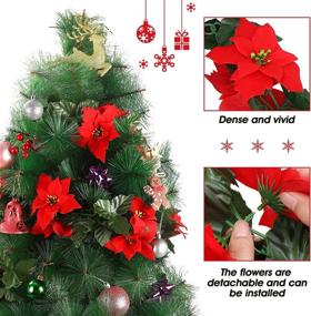 img 2 attached to 🎄 WILLBOND 5-Piece Christmas Cane Wreaths: Artificial Decorations with Poinsettia Garlands, Holly Leaves, Tinsel, and White Edge for Festive Party Decor