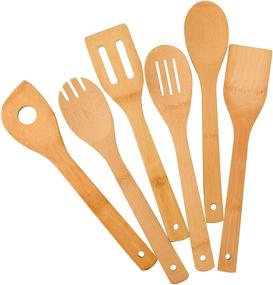 img 4 attached to 🍴 6-Piece Bamboo Wooden Spoons & Spatula Set for Nonstick Cookware and Wok - Zhuoyue Kitchen Cooking Utensils