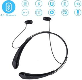 img 2 attached to 🎧 Наушники с шейным ошейником на Bluetooth с HD стерео звуком, шумоподавлением и магнитными наушниками - гибкий беспроводной Bluetooth-гарнитур с микрофоном, спортивные наушники для бега - совместимы с iPhone Samsung LG (черные)