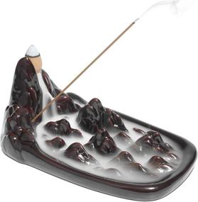 img 4 attached to 🏔️ ComSaf Ceramic Waterfall Backflow Incense Burner Handmade Censer Cone Holder Smoke Fountain Aromatherapy Ornament Home Decor Porcelain Yoga Meditation Relaxation Office Gift Mountain