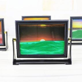 img 4 attached to 🖼️ XIYUAN Green Moving Sand Picture with Spinning Base - Glass Crafts Sand 3D Quicksands Painting Ornaments, Posters & Prints