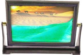 img 2 attached to 🖼️ XIYUAN Green Moving Sand Picture with Spinning Base - Glass Crafts Sand 3D Quicksands Painting Ornaments, Posters & Prints