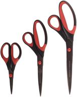 🔪 versatile bamboomn titanium softgrip scissors set for sewing, arts, crafts, and office - black w/red inlays (1 set of 3) logo