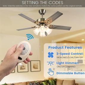 img 3 attached to Eogifee 35T Ceiling Fan Remote Control with Adjustable 3 Speed and Light 🌀 Dimmer - Replacement for Harbor Breeze, Compatible with KUJCE9603, FAN35T, L3HFAN35T, FAN-53T, FAN-11T, L3HFAN35T1, FAN-35T1