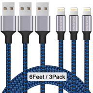 🔌 3pack 6ft dabustar nylon braided iphone charger - fast charging lightning cable with high speed data sync - compatible with iphone 13/12/11 pro max, xs max, xr, x, 8, 7 plus, 6s, ipad mini, air logo