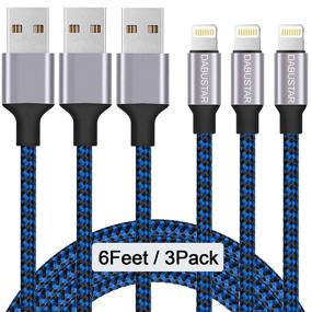 img 4 attached to 🔌 3Pack 6ft DABUSTAR Nylon Braided iPhone Charger - Fast Charging Lightning Cable with High Speed Data Sync - Compatible with iPhone 13/12/11 Pro Max, XS Max, XR, X, 8, 7 Plus, 6S, iPad Mini, Air