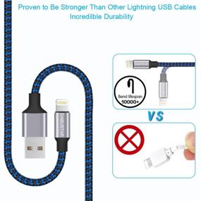 img 2 attached to 🔌 3Pack 6ft DABUSTAR Nylon Braided iPhone Charger - Fast Charging Lightning Cable with High Speed Data Sync - Compatible with iPhone 13/12/11 Pro Max, XS Max, XR, X, 8, 7 Plus, 6S, iPad Mini, Air