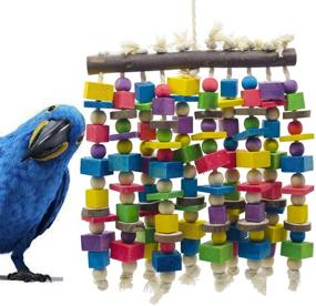 img 4 attached to Deloky Large Bird Parrot Chewing Toy - Multicolored Wooden Blocks for Large Macaws, Cockatoos, African Grey, and Amazon Parrots - All-Natural Parrot Tearing Toys