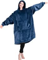 🔵 wofala oversized blue blanket hoodie - warm and soft velour wearable blanket sweatshirt for teens and adults logo