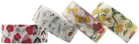 img 2 attached to 🌸 EnYan 4 Rolls Washi Masking Tapes Set - Japanese Decorative Writable Tape with Rural Natural Summer Autumn Flower Design for DIY Crafts, Arts, Scrapbooking, Bullet Journals, and Planners