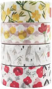 img 3 attached to 🌸 EnYan 4 Rolls Washi Masking Tapes Set - Japanese Decorative Writable Tape with Rural Natural Summer Autumn Flower Design for DIY Crafts, Arts, Scrapbooking, Bullet Journals, and Planners