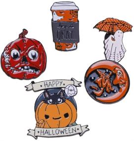 img 4 attached to 🎃 Yiphates Halloween Enamel Pin Set - Moon Ghost, Pumpkin, and Umbrella Brooches- Cute Pins for Backpacks, Hats, and Halloween Costume Decoration