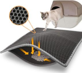 img 4 attached to Topcovos Cat Litter Mat - Double Layer Honeycomb Design, 24x18 Inch, EVA Phthalate Free Kitty Litter Mat for Floor, Easy Clean Scatter Control, Efficient Litter Trapping Mat