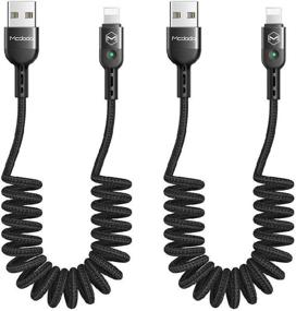 img 4 attached to 🔌 Высококачественный [2 Pack] Антизапутывающийся кабель от Mcdodo - LED катушечный шнур - Нейлоновая оплетка - 6FT/1.8M - Быстрая синхронизация и зарядка данных через USB - Совместим с новыми моделями телефонов, список ниже