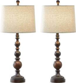 img 2 attached to 🪔 Vintage USB Table Lamps Set of 2 for Living Room & Bedroom – OYEARS Resin Retro Lamp (Brown310)