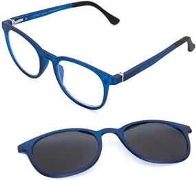 img 4 attached to 👓 Unisex Progressive Reading Glasses with Blue Light Blocking Lenses - Complete with Magnetically Attached Sunglasses Clip On (Naples)