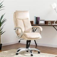 glitzhome high back ergonomic velvet office chair - adjustable swivel executive desk chair with armrest, lumbar support, and beige upholstery logo