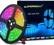 🌈 colorful and versatile: supernight 16.4ft 5m 5050 smd waterproof led strip lights - 300 leds for vibrant rgb color changing ambiance логотип