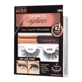 img 3 attached to 💋 KISS Magnetic Eyeliner & Lash Kit - Tempt: 1 Pair of Synthetic False Eyelashes | 5 Double Strength Magnets | Smudge Proof | Biotin Infused Black Magnetic Eyeliner with Precision Tip Brush