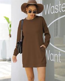 img 3 attached to LuckyMore Women's Comfy Long Sleeve Crewneck Sweatshirt Tunic Tops: Casual Lightweight Dress with Pockets