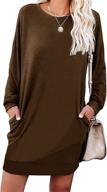 luckymore women's comfy long sleeve crewneck sweatshirt tunic tops: casual lightweight dress with pockets logo