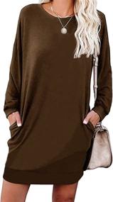 img 4 attached to LuckyMore Women's Comfy Long Sleeve Crewneck Sweatshirt Tunic Tops: Casual Lightweight Dress with Pockets