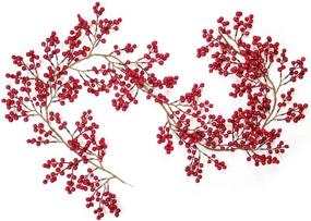 img 4 attached to 6FT Red Berry Garland for Winter Christmas Holiday Decor - DearHouse Flexible Artificial Red and Burgundy Berry Garland for Indoor Outdoor Home Fireplace Decoration