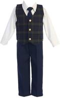 🎄 festive plaid christmas vest pants for boys: stylish holiday clothing logo