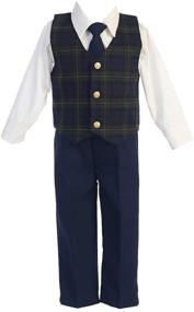 img 1 attached to 🎄 Festive Plaid Christmas Vest Pants for Boys: Stylish Holiday Clothing