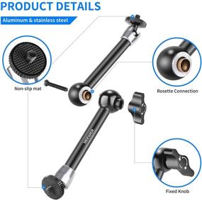 img 1 attached to 🔧 Neewer Super Clamp - 1/4" & 3/8" Thread with Upgraded 9.8in Adjustable Magic Arm - 1/4" Screw - Flash, LED Light, Microphone, Monitor, Cage - 4.4lbs Load Capacity