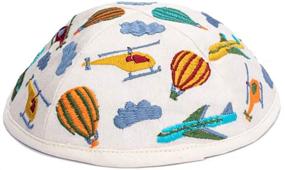 img 2 attached to ✈️ EMANUEL Yair Kippah for Kids - Embroidered Multi-Colored Airplane Design Children's Yarmulke