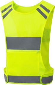 img 4 attached to 🏃 Stay Safe and Seen with our Reflective Running Vest: Large Zippered Pocket, Adjustable Waist, Light & Comfy Safety Gear for Walking, Cycling, Jogging - 360° High Visibility for Women and Men