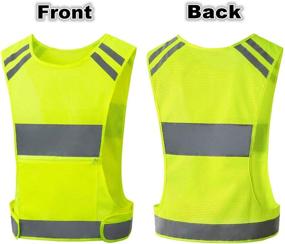 img 3 attached to 🏃 Stay Safe and Seen with our Reflective Running Vest: Large Zippered Pocket, Adjustable Waist, Light & Comfy Safety Gear for Walking, Cycling, Jogging - 360° High Visibility for Women and Men