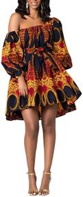 img 1 attached to 🌸 Haoohu Womens Boho African Style Floral Print Pleated Mini Swing Short Dress Top: Perfect for Casual Clubbing & Party Outings!