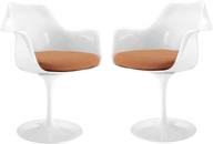 🧡 оранжевые обитые тканью поворотные обеденные кресла с подлокотниками - modway lippa средневековый модерн логотип