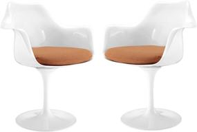img 3 attached to 🧡 Оранжевые обитые тканью поворотные обеденные кресла с подлокотниками - Modway Lippa Средневековый модерн