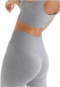 img 3 attached to Jetjoy Ribbed Seamless Yoga Outfits: Women's 2-Piece Exercise Set for Ultimate Comfort and Style