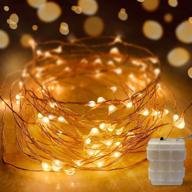 🔒 ehometronics waterproof battery operated fairy lights - 16.5ft 50 leds copper wire decorative twinkle light for indoor christmas party bedroom patio garden wedding - warmwhite логотип