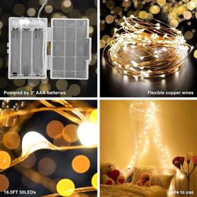 img 3 attached to 🔒 EhomeTronics Waterproof Battery Operated Fairy Lights - 16.5ft 50 LEDs Copper Wire Decorative Twinkle Light for Indoor Christmas Party Bedroom Patio Garden Wedding - Warmwhite