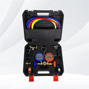 img 3 attached to High-Efficiency 3CFM 1/4HP Vacuum Pump and 3-Way Manifold Gauge Set with Brass Valve Body for HVAC A/C Refrigeration. Ideal for R12, R22, R134A, and R502 Refrigerants Recharging and Maintenance