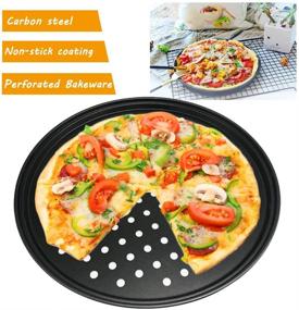 img 3 attached to 🍕 Антипригарный круглый пицца-пан с отверстиями диаметром 12 дюймов - идеально подходит для хрустящей домашней пиццы в духовке, неотъемлемый элемент посуды для выпечки на кухне дома (набор из 2 штук)
