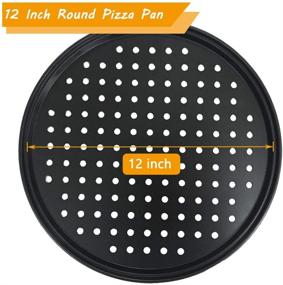 img 1 attached to 🍕 Антипригарный круглый пицца-пан с отверстиями диаметром 12 дюймов - идеально подходит для хрустящей домашней пиццы в духовке, неотъемлемый элемент посуды для выпечки на кухне дома (набор из 2 штук)