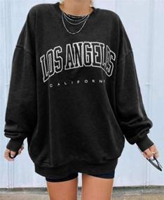 img 1 attached to Stylish Women's Oversized Batwing Sweatshirts for Los 👚 Angeles with Long Sleeves and Crewneck - Trendy Pullover Tops